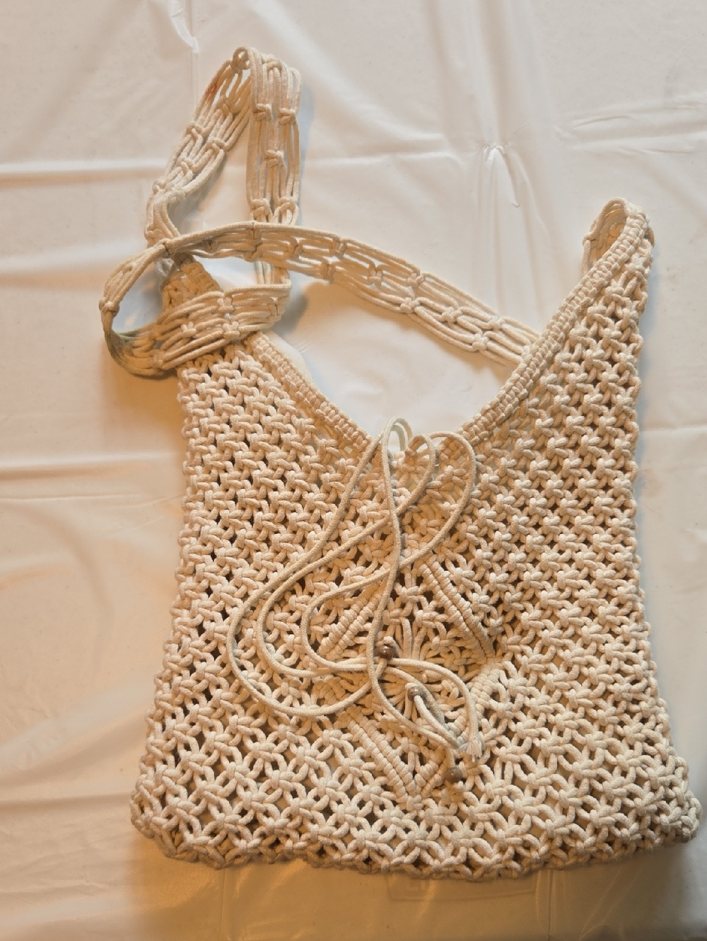 Old Navy Cream Macramé Shoulder Bag